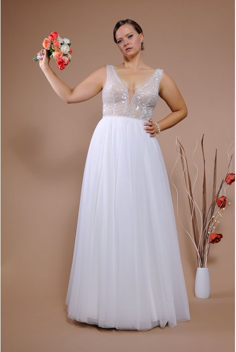 Hochzeitskleid für braut von Schantal, Kollektion Queen XXL, Modell 14061 XXL. Foto 3