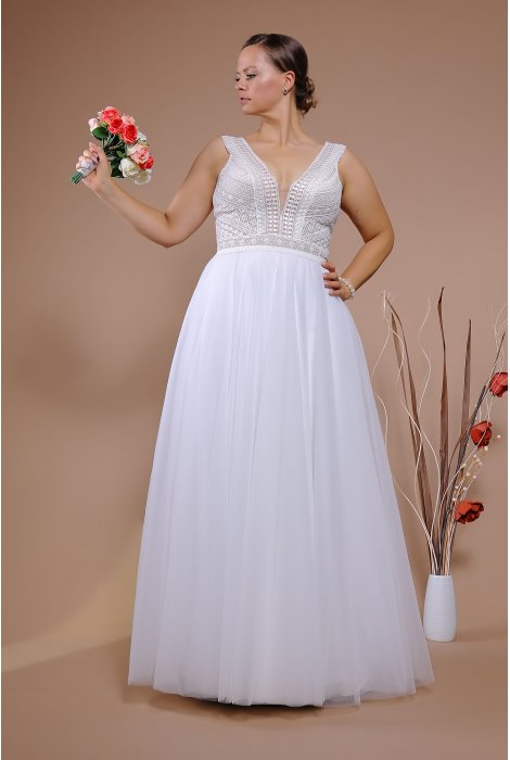 Hochzeitskleid für braut von Schantal, Kollektion Queen XXL, Modell 14070 XXL. Foto 1