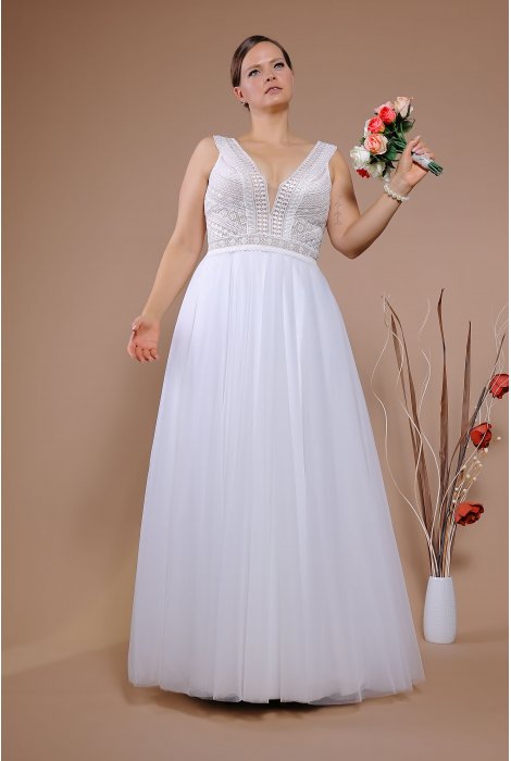 Hochzeitskleid für braut von Schantal, Kollektion Queen XXL, Modell 14070 XXL. Foto 3