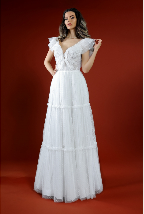 Hochzeitskleid für braut von Schantal, Kollektion Kiara, Modell 52044. Foto 1